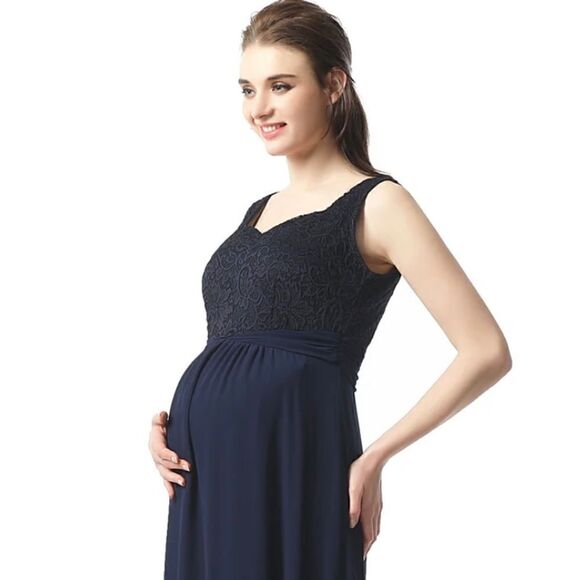 Kimi + Kai Maternity "Kyra" Lace Accent Maxi Dress - Picture 1 of 8